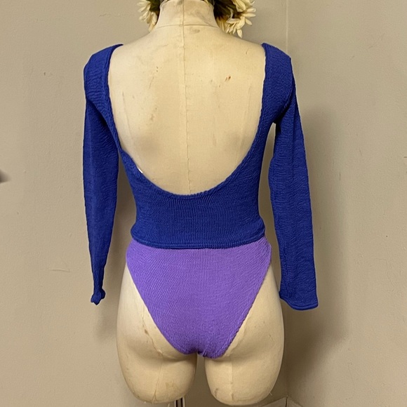 Vintage Hunza G Blue Swimwear Top - Picture 2 of 4